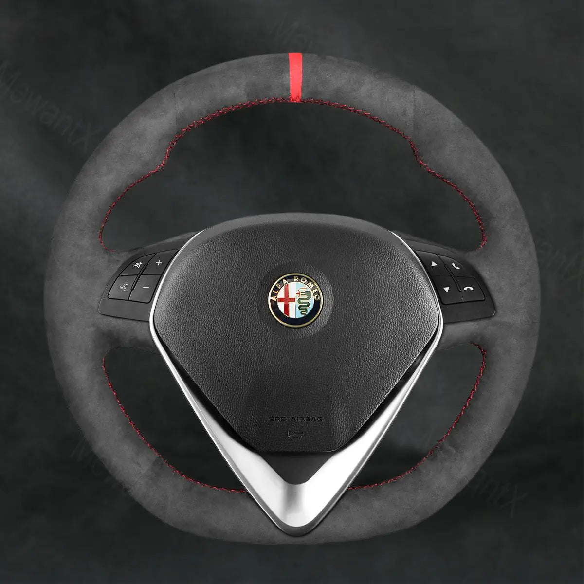 Steering Wheel Cover for Alfa Romeo MiTo 2014 - 2019 Flat Bottom - Mewantx