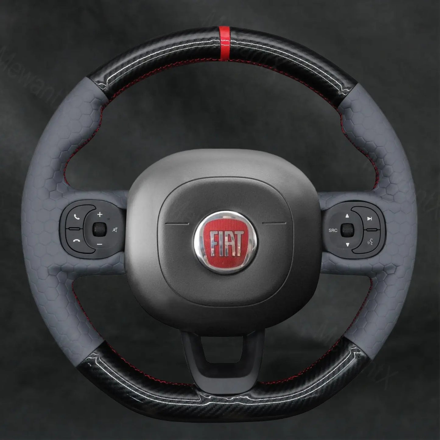 Steering Wheel Cover for Fiat Panda 2012 - 2024 with Muti - function Button - Mewantx