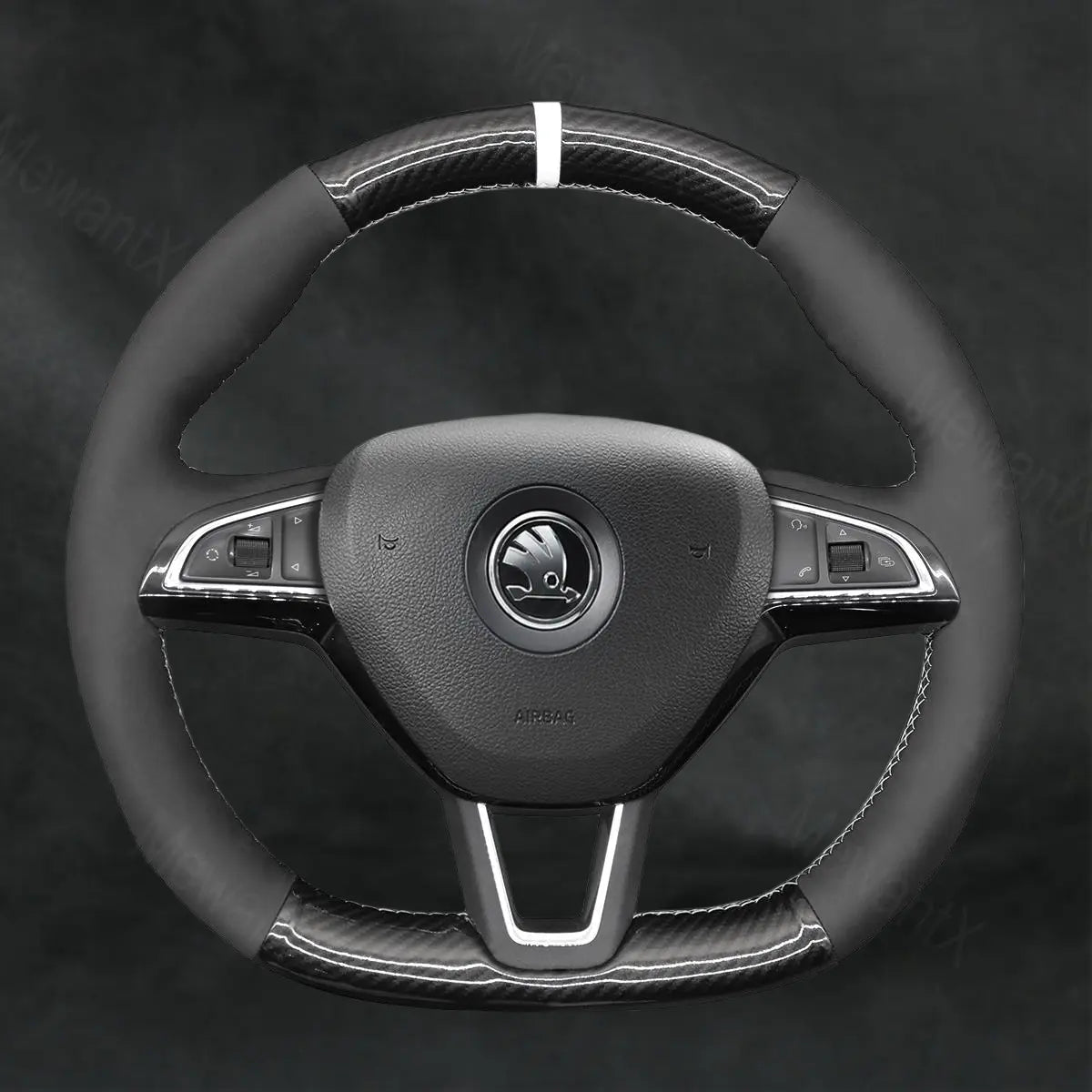Steering Wheel Cover for Skoda Scala 2019 - 2022 Flat Bottom - Mewantx
