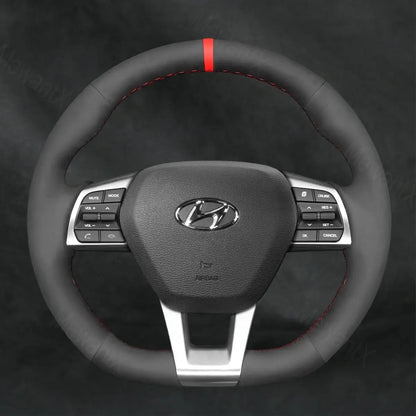 Steering Wheel Cover For Hyundai Sonata 3 - Spoke D Shape 2015 - 2019 - Mewantx