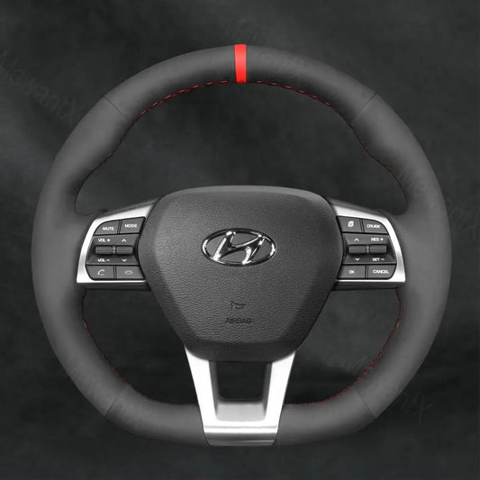 Steering Wheel Cover For Hyundai Sonata 3 - Spoke D Shape 2015 - 2019 - Mewantx