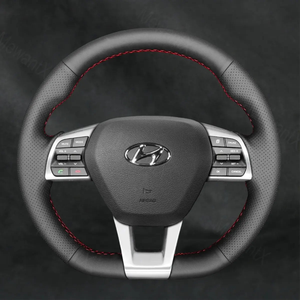 Steering Wheel Cover For Hyundai Sonata 3 - Spoke D Shape 2015 - 2019 - Mewantx