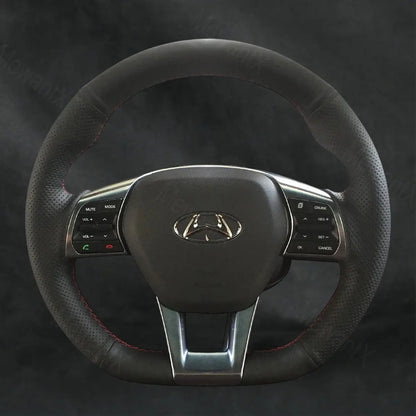 Steering Wheel Cover For Hyundai Sonata 3 - Spoke D Shape 2015 - 2019 - Mewantx