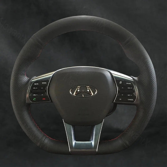 Steering Wheel Cover For Hyundai Sonata 3 - Spoke D Shape 2015 - 2019 - Mewantx