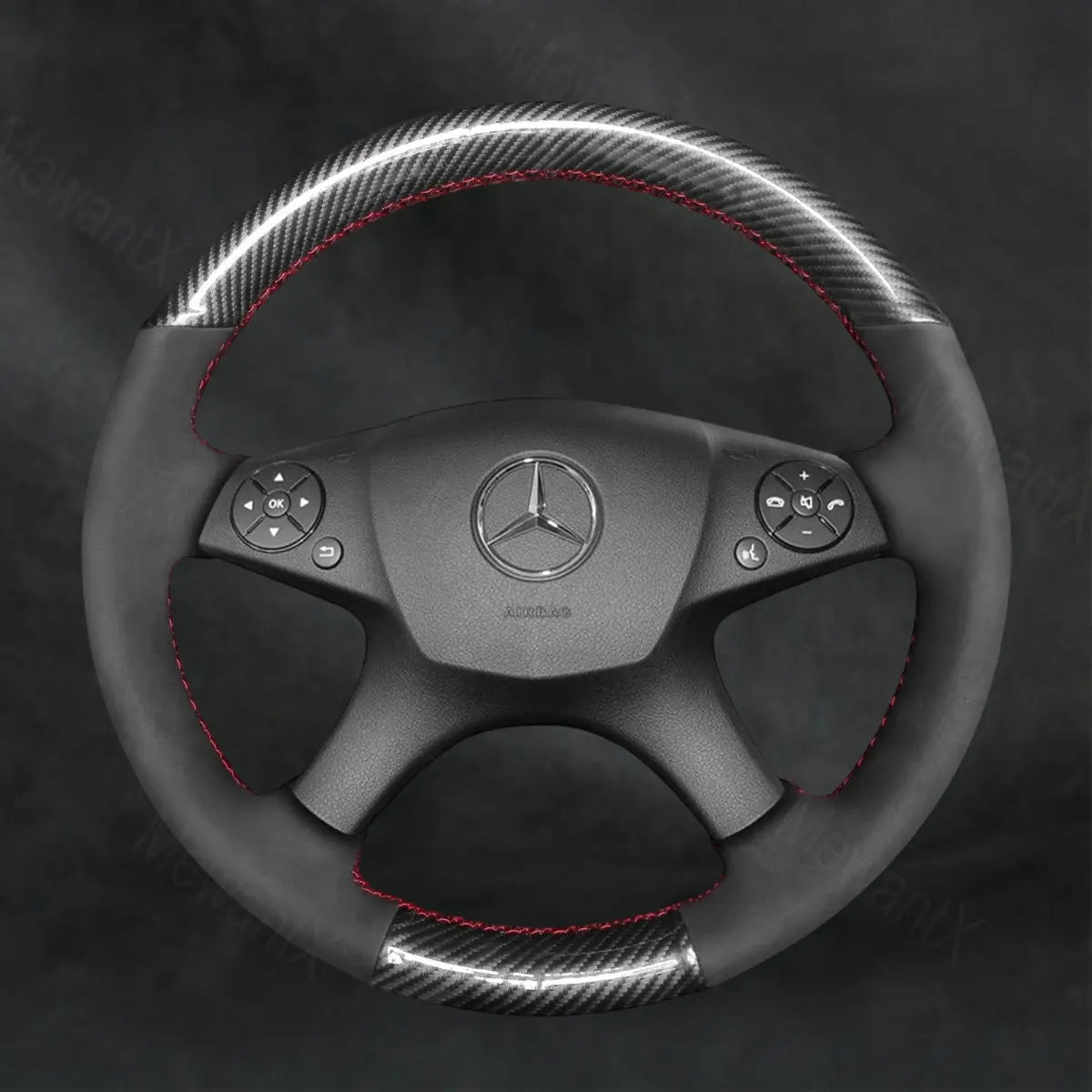 Steering Wheel Cover For Mercedes Benz W204 C-Class C280 C230 C180 C260 C200 C300 2007-2010