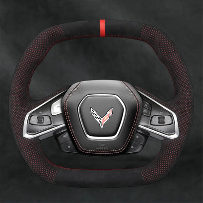 Steering Wheel Cover For Chevrolet Chevy Corvette C8 Stingray 2020 - 2025 - Mewantx