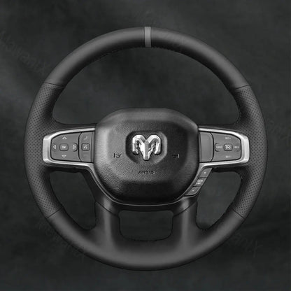 Discover MewantX Custom Steering Wheel Cover For RAM 1500 2500 3500 2018 - 2025 Mewant delivers comfort, grip, style, protection and durable quality.