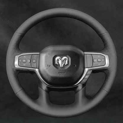 Discover MewantX Custom Steering Wheel Cover For RAM 1500 2500 3500 2018 - 2025 Mewant delivers comfort, grip, style, protection and durable quality.