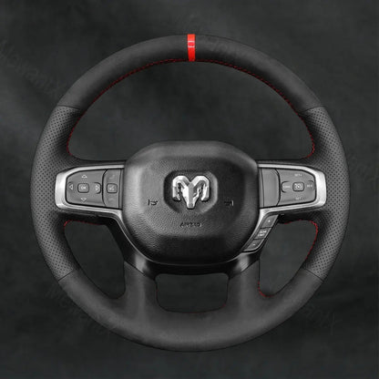 Discover MewantX Custom Steering Wheel Cover For RAM 1500 2500 3500 2018 - 2025 Mewant delivers comfort, grip, style, protection and durable quality.