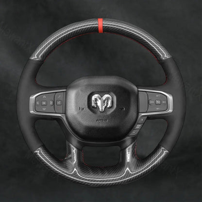 Discover MewantX Custom Steering Wheel Cover For RAM 1500 2500 3500 2018 - 2025 Mewant delivers comfort, grip, style, protection and durable quality.