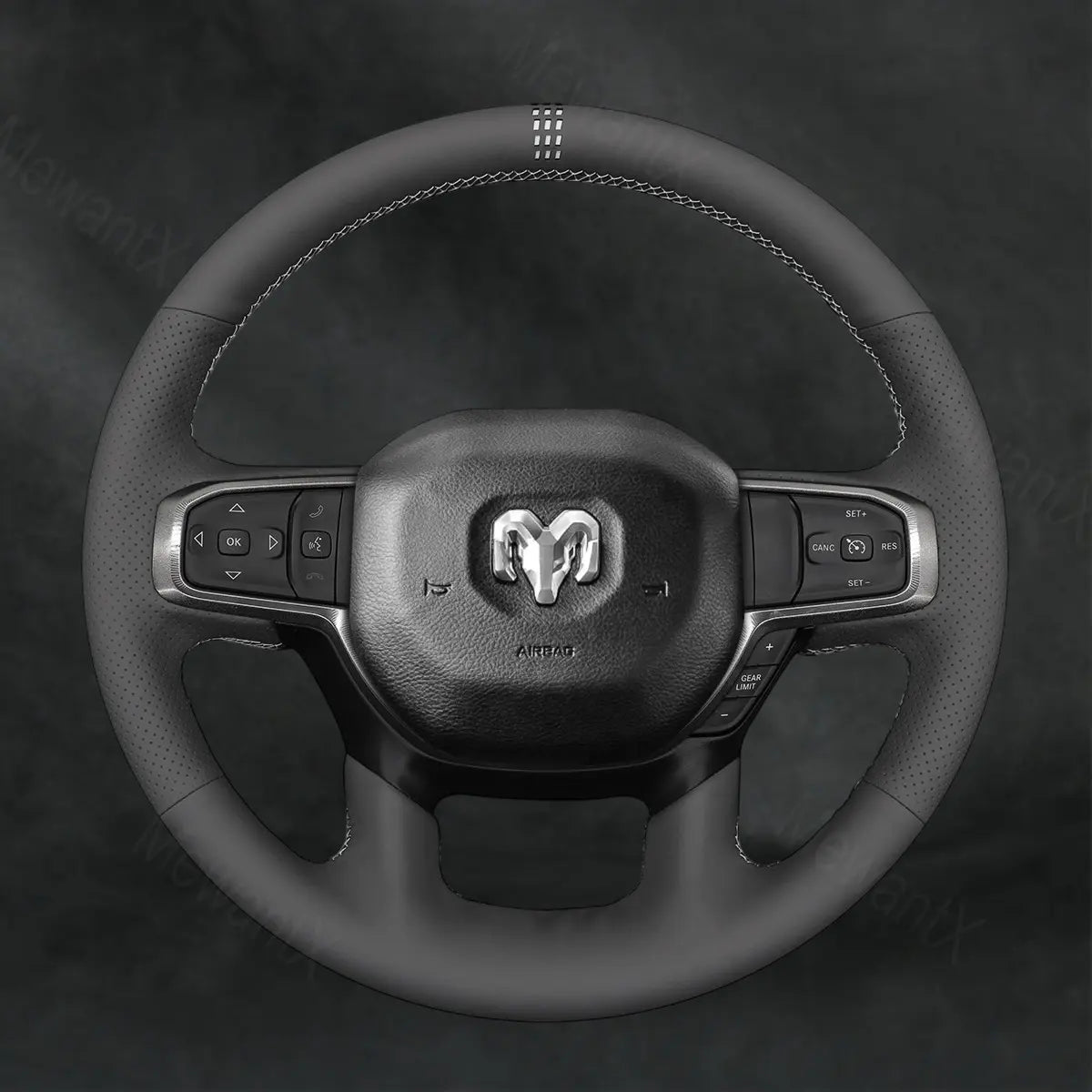Discover MewantX Custom Steering Wheel Cover For RAM 1500 2500 3500 2018 - 2025 Mewant delivers comfort, grip, style, protection and durable quality.