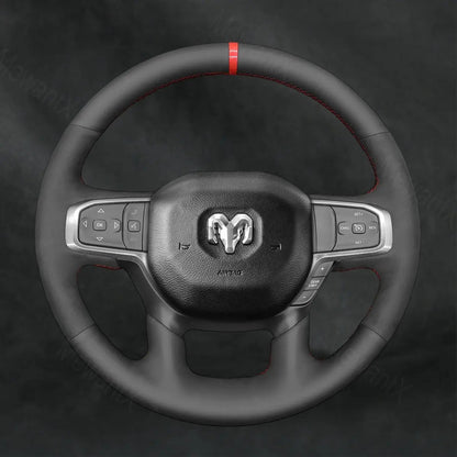 Discover MewantX Custom Steering Wheel Cover For RAM 1500 2500 3500 2018 - 2025 Mewant delivers comfort, grip, style, protection and durable quality.